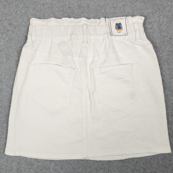 Indigo Rein Skirt Womens  Size 3 White Denim Button Fly NEW with Tags - Picture 2 of 10